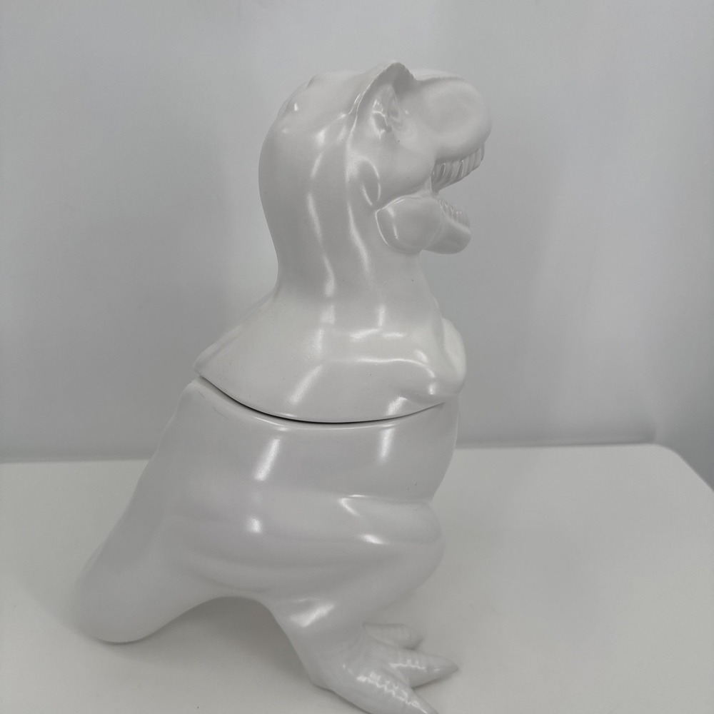 Threshold Target White Dinosaur T Rex Cookie Jar Canister Minimalist Fun Modern - Picture 7 of 11